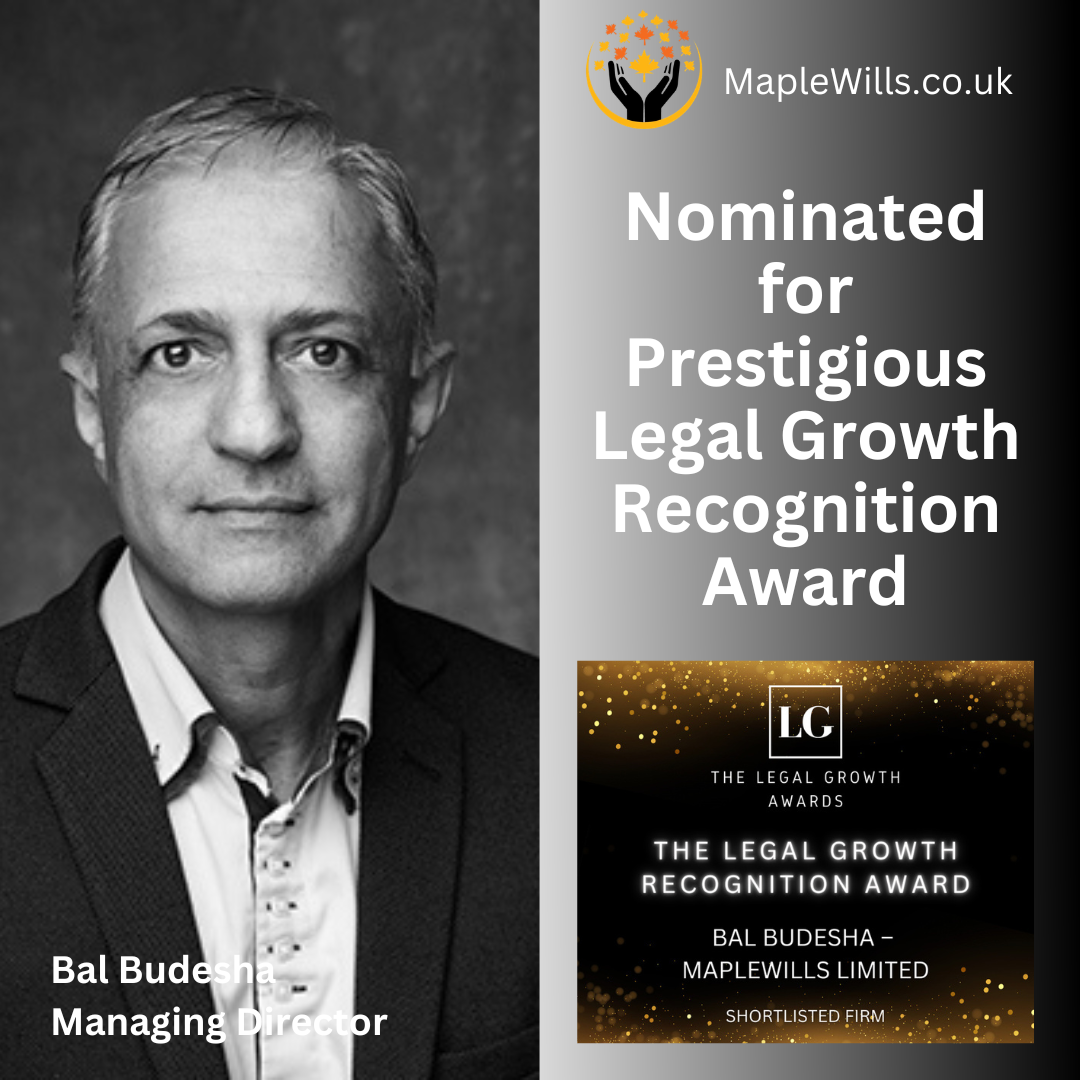 Maple Wills Managing Director Nominated for Prestigious Legal Growth Recognition Award